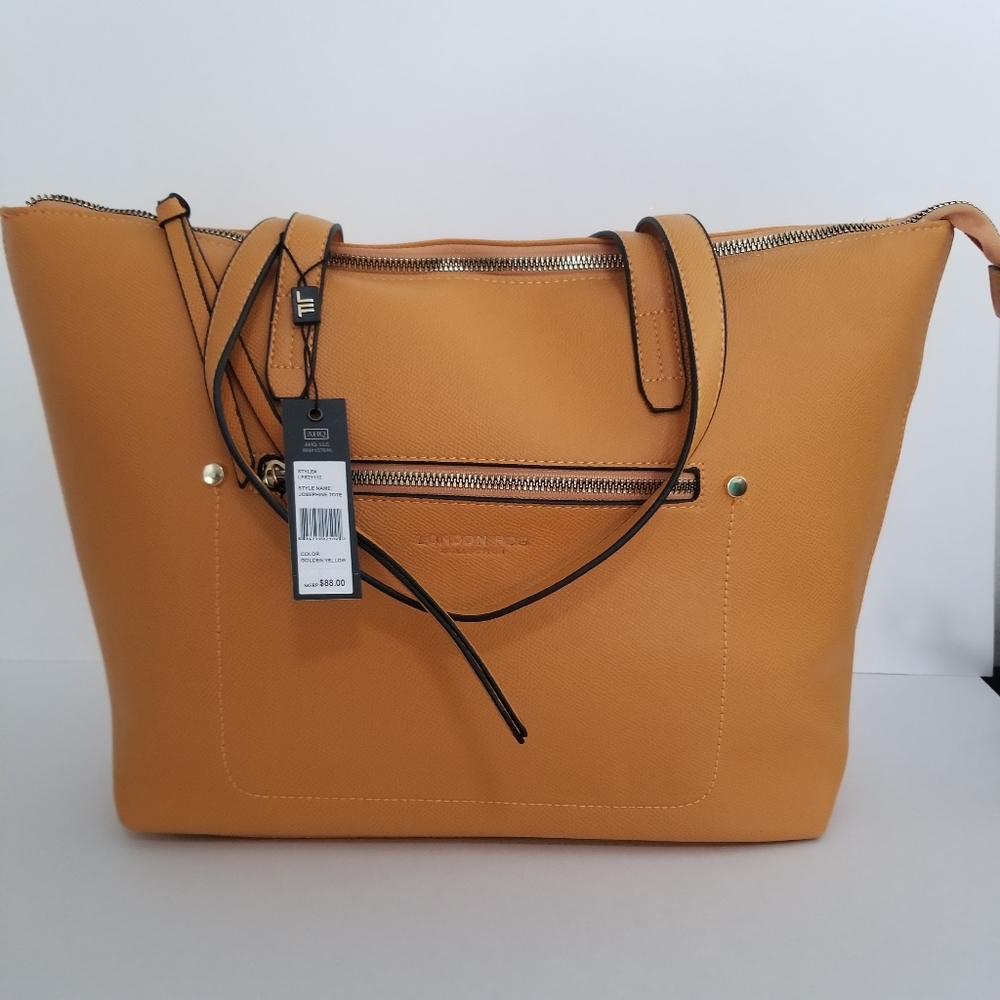 LONDON FOG YELLOW JOSEPHINE TOTE - Picture 2 of 10